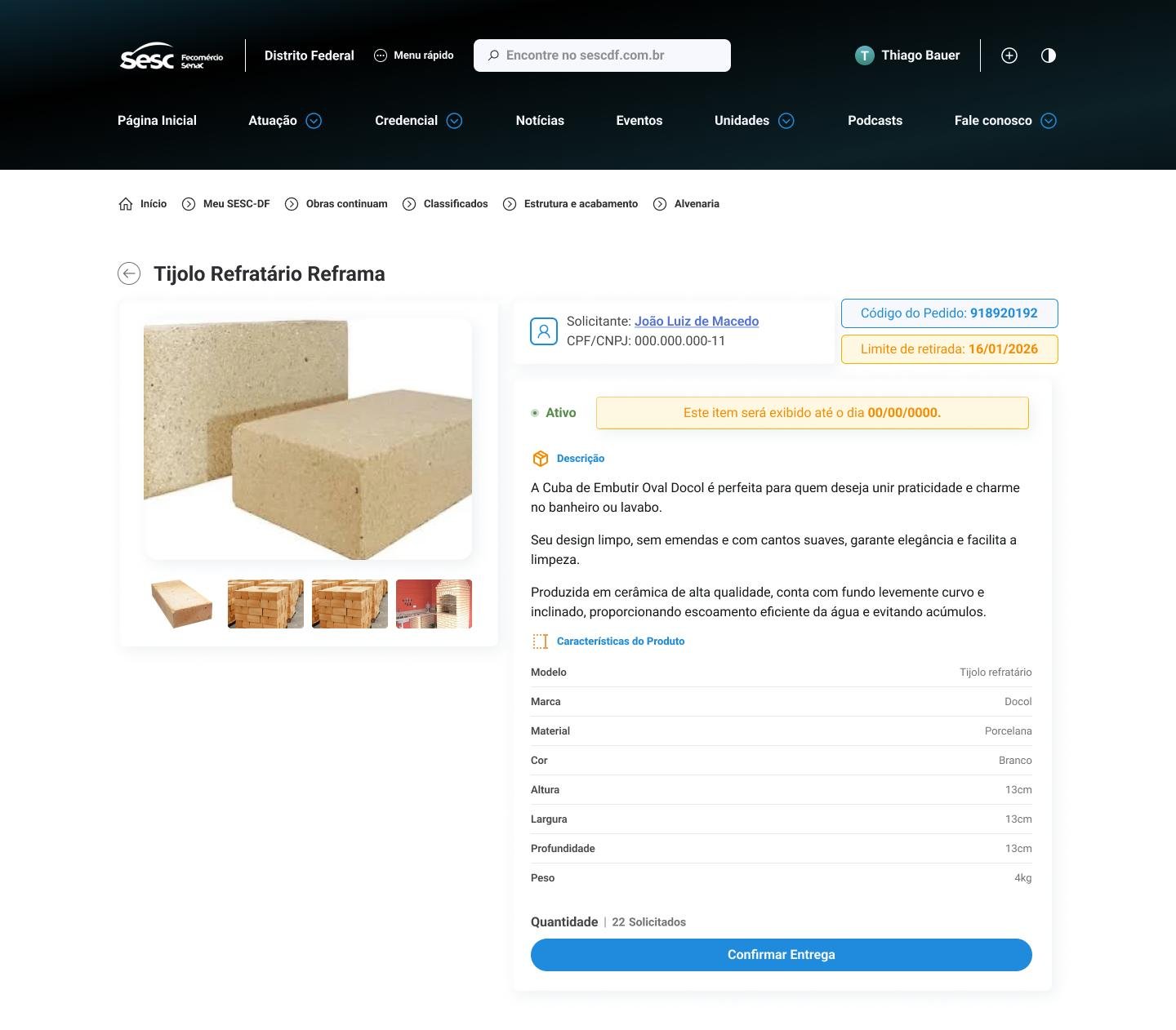 Portal de Obras Visualização (Desktop)